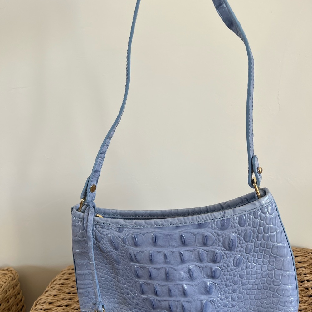 Brahmin Blue Crocodile-Embossed Shoulder Bag